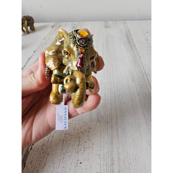 Kalifano jeweled elephant trinket box‎ keepsake jewelry rhinestone new - Picture 7 of 10